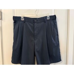 Savane Mens Pleated Dress Shorts Navy Blue Classic Fit Size 36 Golf Casual